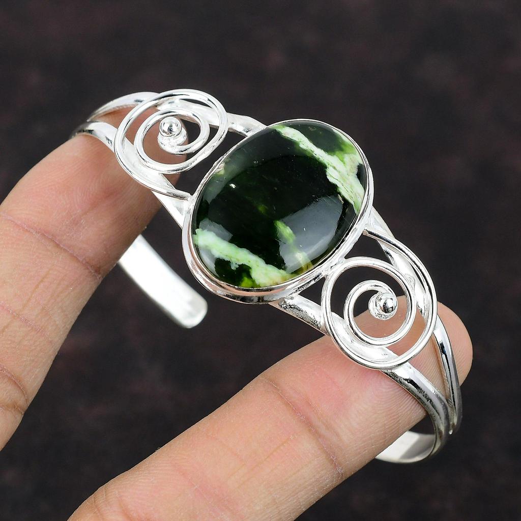 Australian Chrome Chalcedony Bangle 925 Sterling Silver Cuff Bracelet Handmade Decent Bangle Gemstone Jewelry Adjustable Bangle Gift For Him