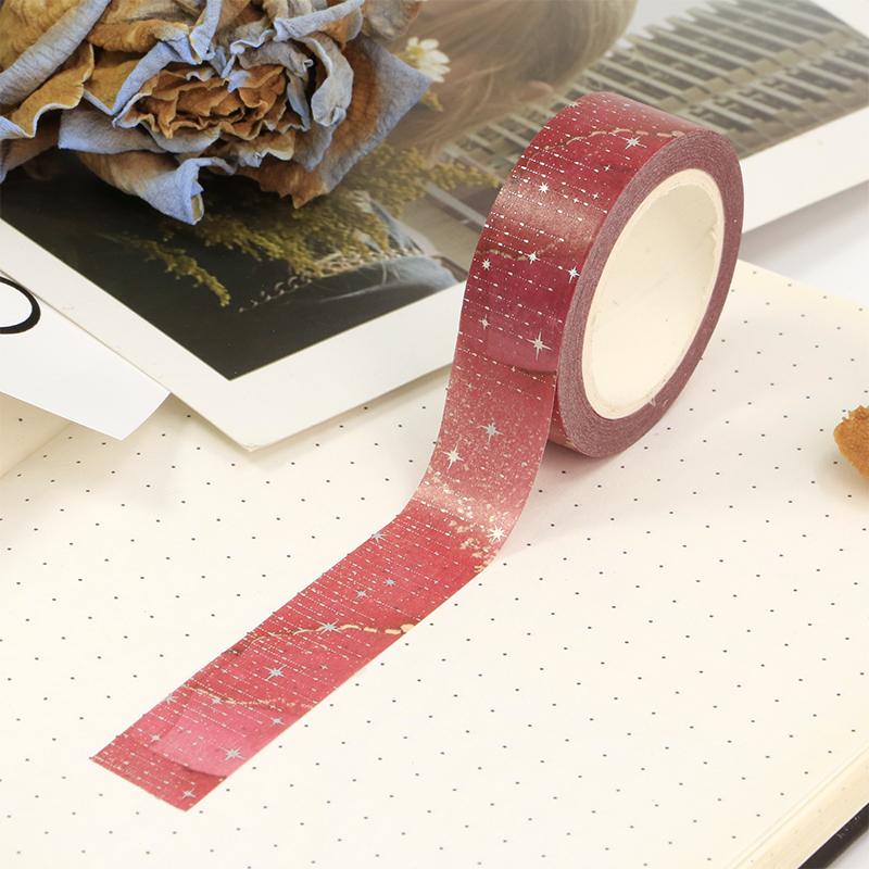 2023 NEW 1X 10M Decor Colorful Galaxy Cloud Silver Stars Washi Tape Set for Scrapbooking Planner Masking Tape papelería kawaii