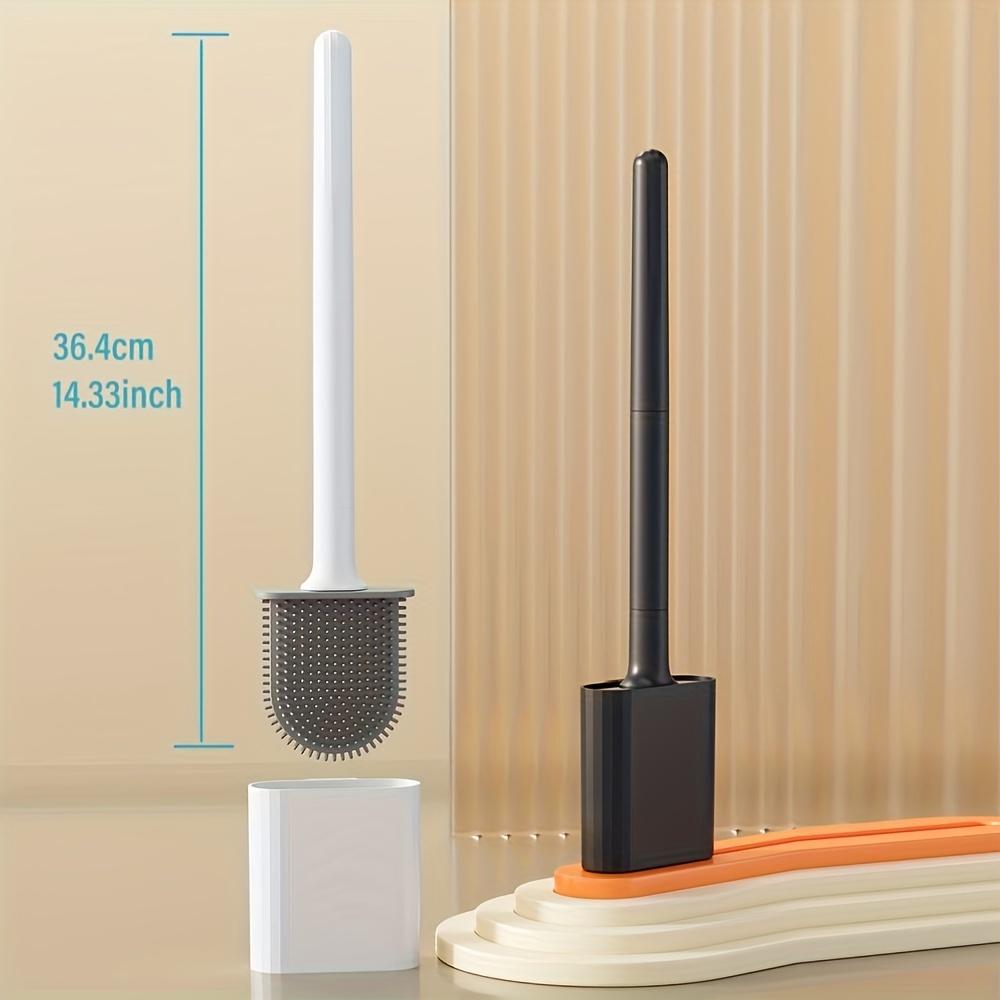 1 Pack Silicone Flexible Toilet Brush Flexible Silicone Toilet Brush Set, Wall Mounted Bathroom Cleaning System with Plastic Holder