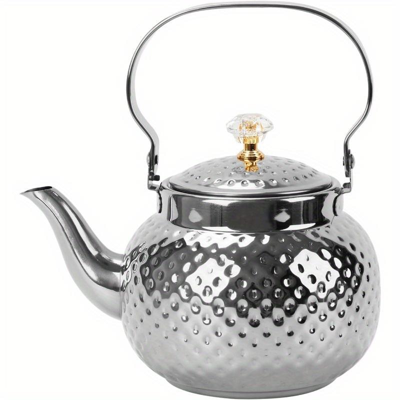 1.2/2L Edelstahl Teekanne mit Sieb Gehämmert Kugel Kessel Haushalt Induktionsherd Teekanne Teekanne