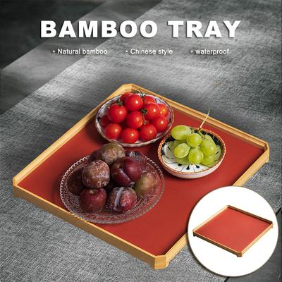 1pc Bamboo Tray Breakfast Party Tray Wood Pallet Teaware Tray Makeup Pallets Breakfast Trays Make Up Pallets Food Decor Fruit