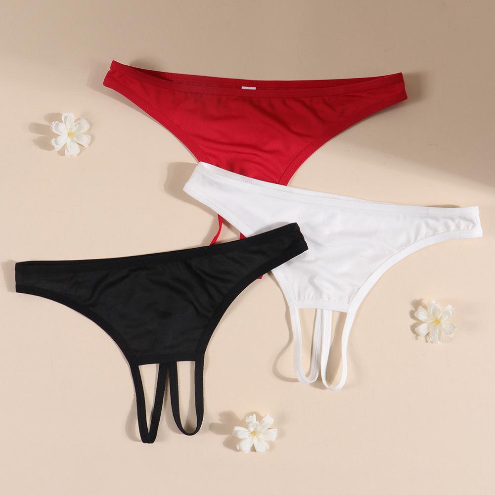 Back Big Bow Thong Open Crotch Free Invisible Breathable Low Waist Sexy Seamless Underwear Women