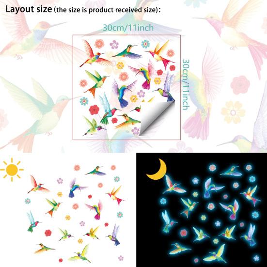 Glow in The Dark Wall Sticker, Hummingbirds Flowers Luminous Wall Decal, Waterproof Self Adhesive Sticker for Kids Room Nursery