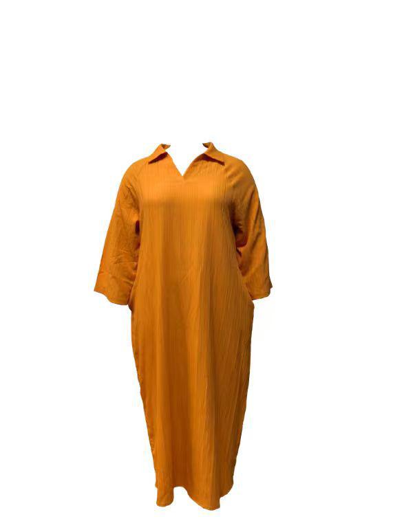 European Cross-Border Extra Large V-Neck Dress - Solid Color, Modern Style, Light Luxury