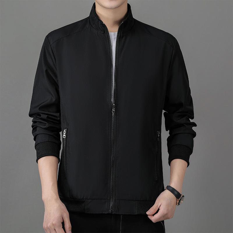 Spring and Autumn New Jackets, Medium and Old Jackets, Stand Collar Jackets, Solid Color Dad Jackets, Light Business Men's Jackets