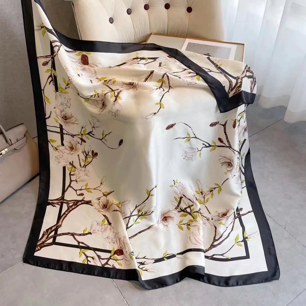 110cm Large Sqaure Scarf Printed Imitation Silk Scarf Women's Hadscarf