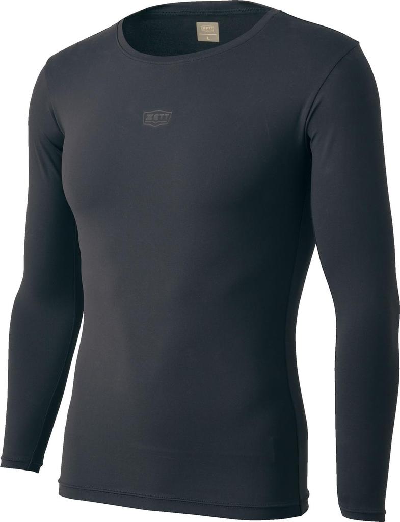 ZETT Youth Baseball Deodorizing Crew Neck Long Sleeve Fitted Black Size 160 Underwear, Junior, Undershirt, Kids, (1900)