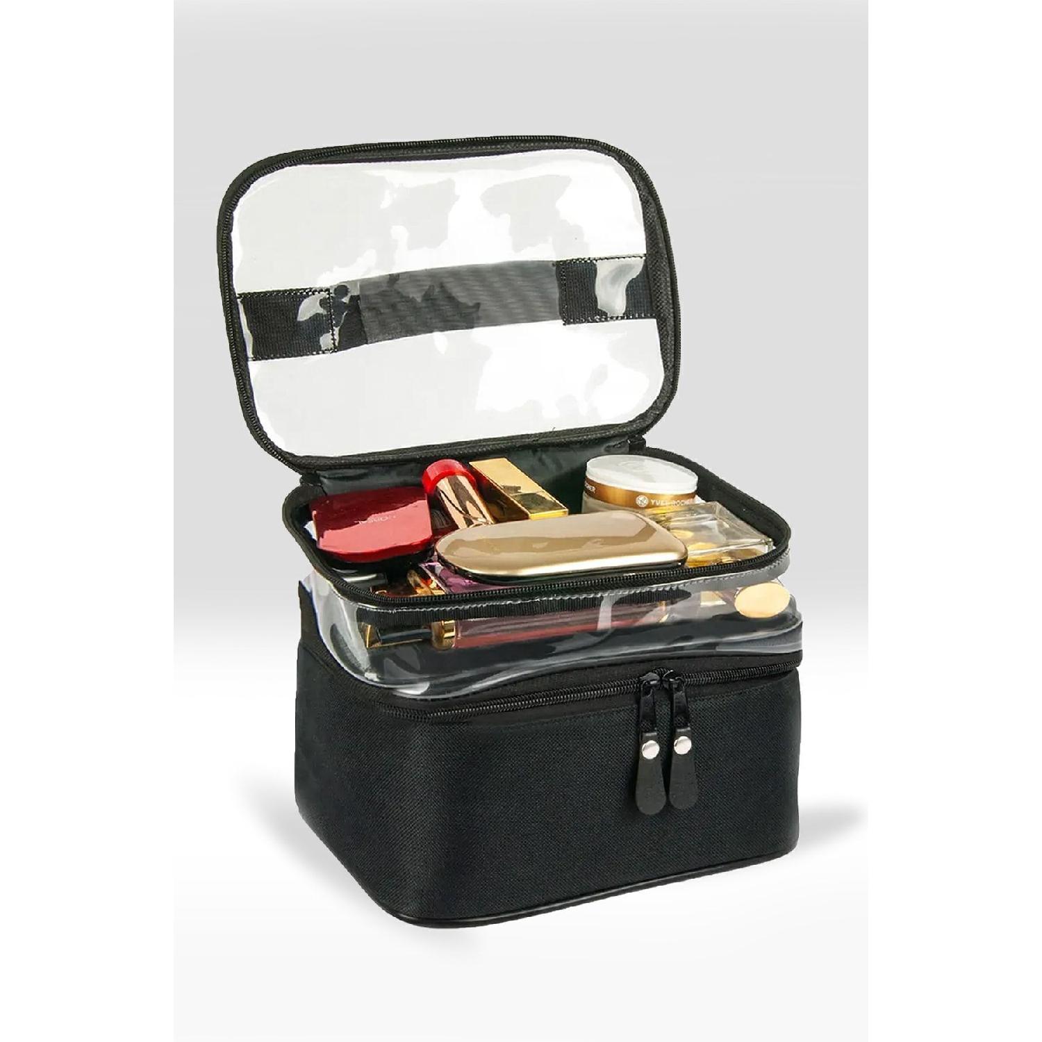 

Жіноча косметичка з двома великими відділеннями, складний органайзер для догляду, косметичка з вішалкою чорний