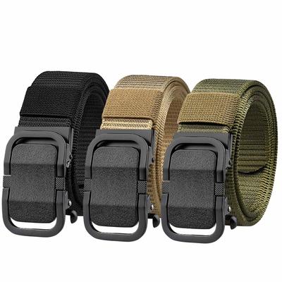 Automatic Buckle Men’s Belt – Toothless Thickened Nylon Belt, Outdoor Fashionable and Business Casual  Waist Belt for Daily Use