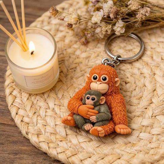 6Pcs Keychain Pendant I Love Protect Punch Monkey Charm Key Chain Easy to Carry Key Organizer Backpack Bag Accessories