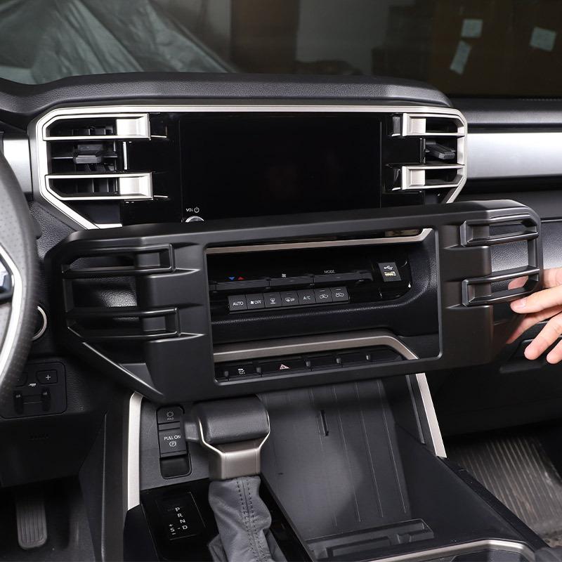 For Toyota Tundra -2025 ABS Matte black Car Central Control Air Outlet Navigation Screen Frame Trim Sticker Car Accessories