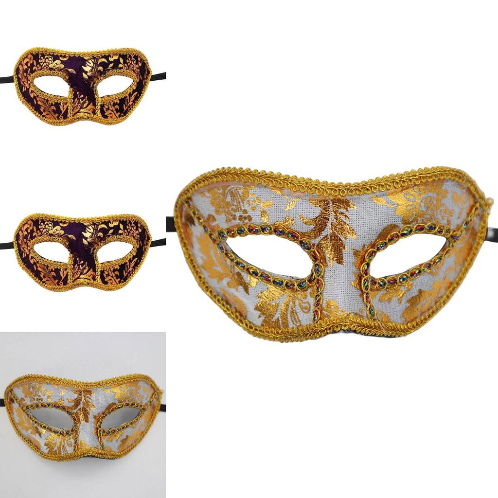 Mysterious Angel Halloween Masquerade Party Men's Mask Plush Cloth Half Face Mask With Fabric Edges