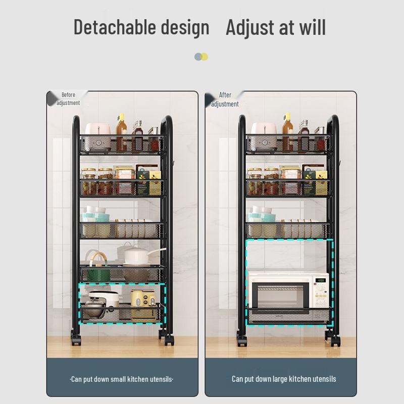 Multi-layer Movable Kitchen Storage Trolley – Floor-standing Rack for Vegetables & Fruits