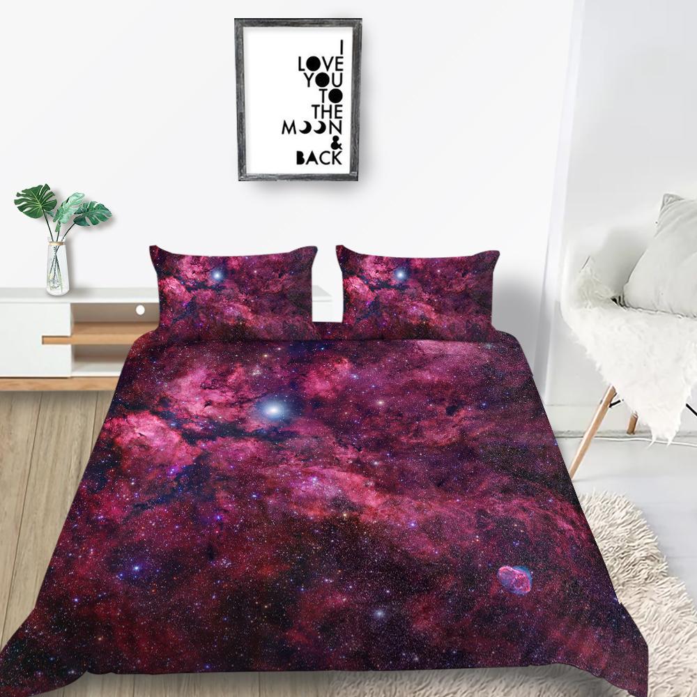 Star Printing Bedding Single Double Bed Full Size 3D Microfiber Universe Printing Pillowcase and Quilt Cover 2/3 Comfortable Home Decoration