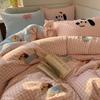 Dachshund Bowknot Chenille Embroidered Cotton Quilt Set - Soft, Skin-Friendly, Four or Three-Piece Dormitory Set