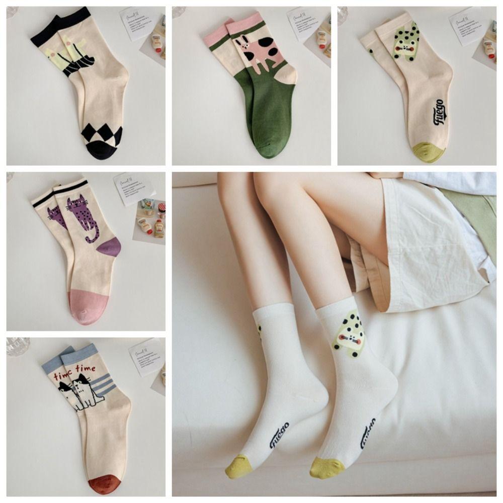 

Animal Cartoon Socks Japanese Cat Ankle Socks Funny Middle Tube Socks Winter