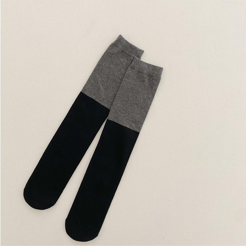 

Новые детские гольфы для девочек, черные, серые лоскутные чулки средней длины, модные хлопковые мягкие детские носки для детей 1-11 лет M