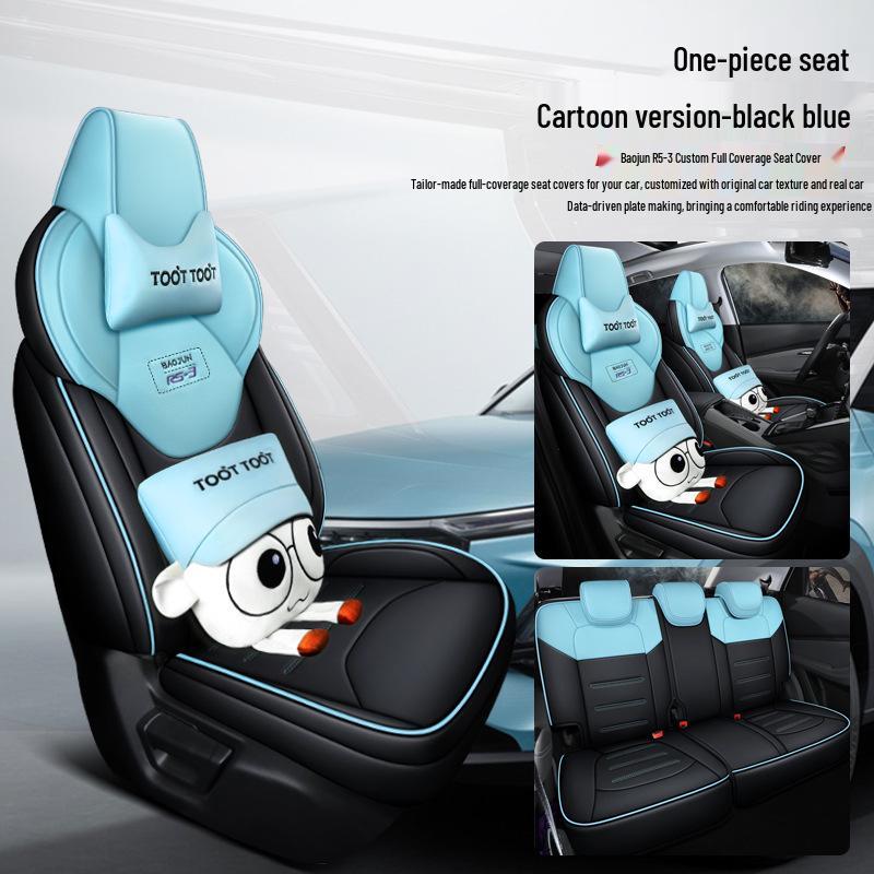 QQG Maßgefertigter Sportsitzbezug aus Leder für Baojun RS-3: Ganzjahres-Kissenpolster