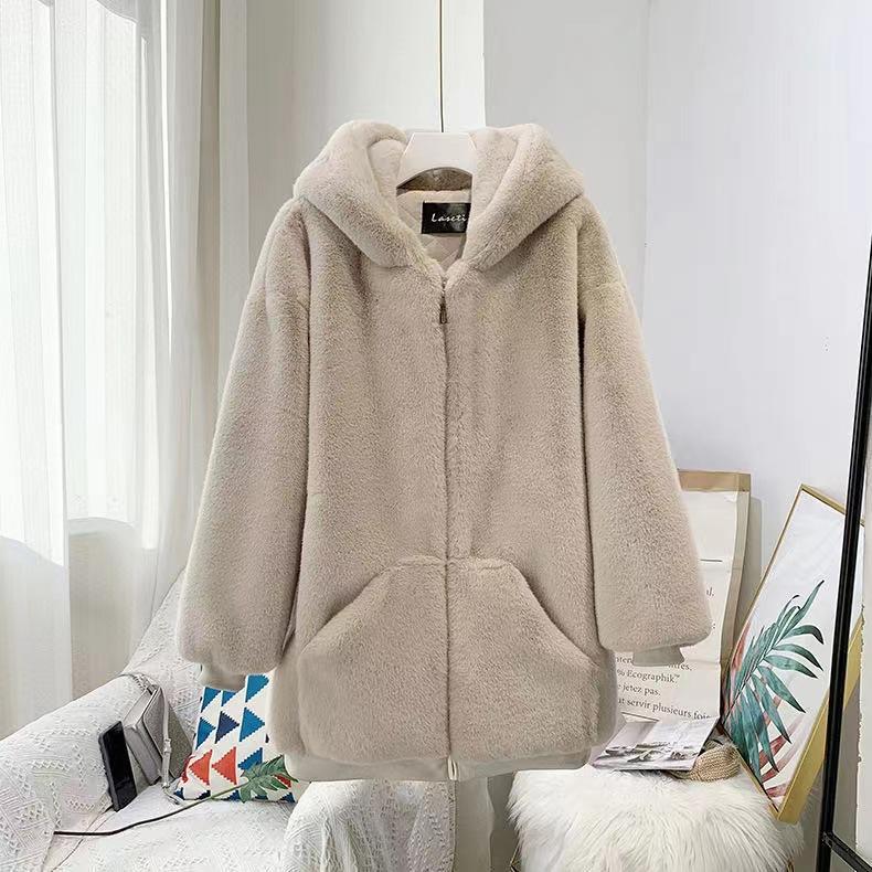 Women's imitation fur coat light imitation lazy rabbit hair fashion large size medium and long coat