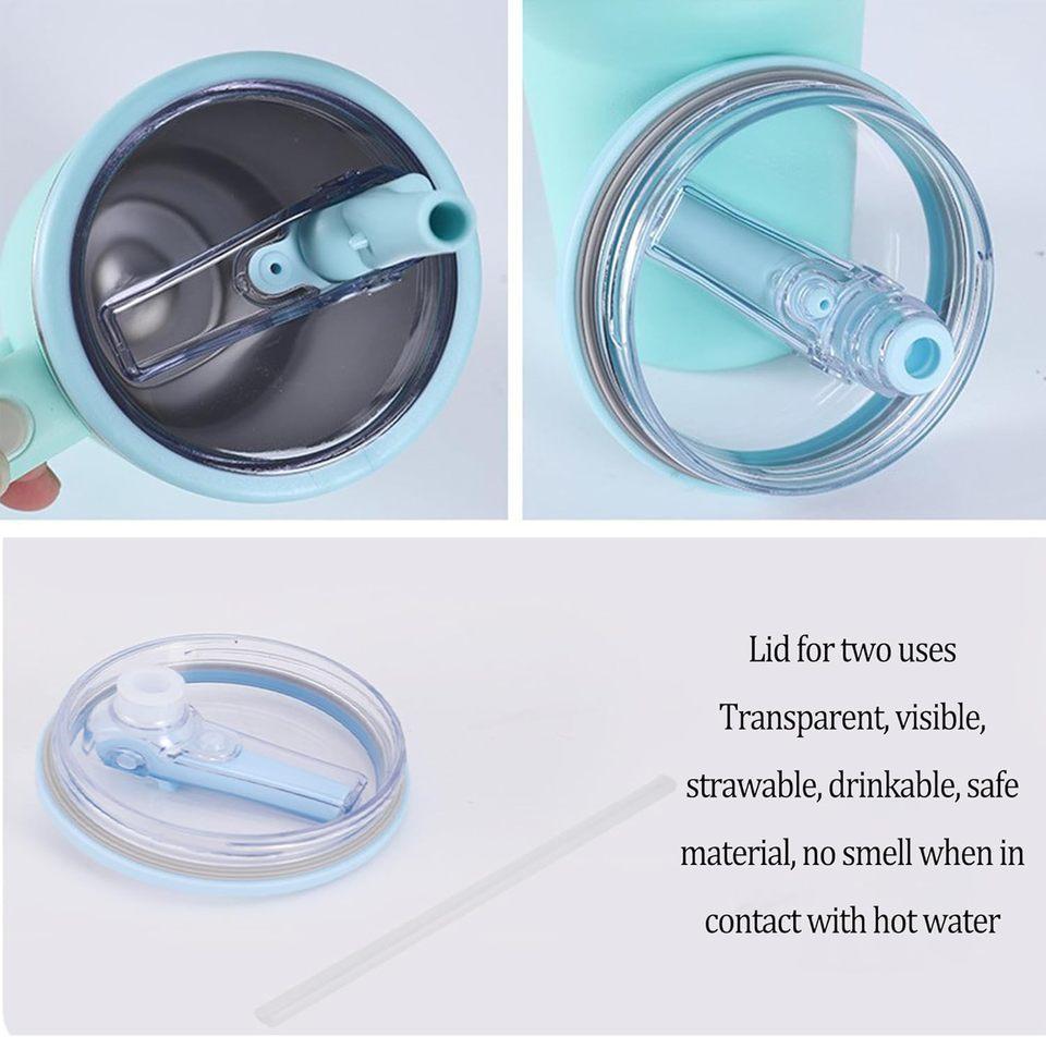 2 Pack 40 Oz Tumbler Flip Straw Lid Replacement Fit for Stanley Quencher, Spill Proof Splash Resistant Tumbler Lids,Reusable