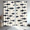Wildlife Fish Curta Set Of 2 Polyester Rod Pocket Semi Sheer For Bedroom Living Room  Blackout Curta