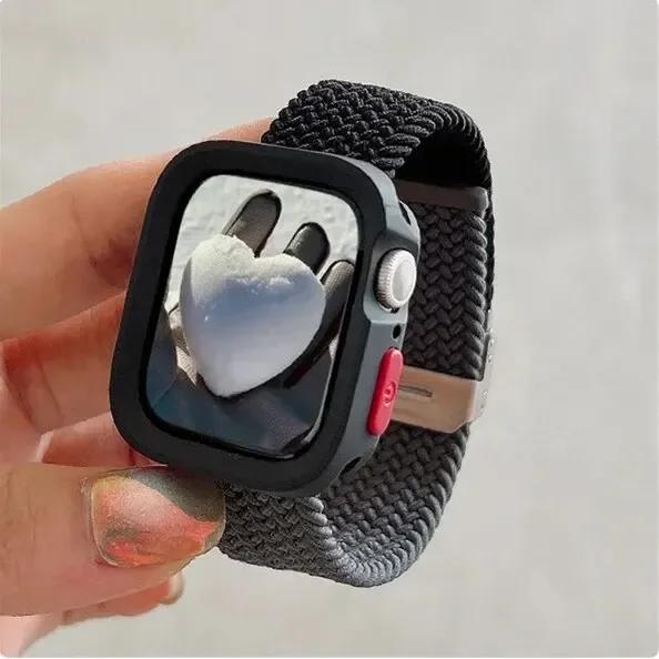 Candy Silicone Case+Strap For Apple Watch Series 9 8 7 45mm 41mm Band SE 6 5 4 44mm 40mm Nylon Correa Strap Iwatch Ultra 2 49mm