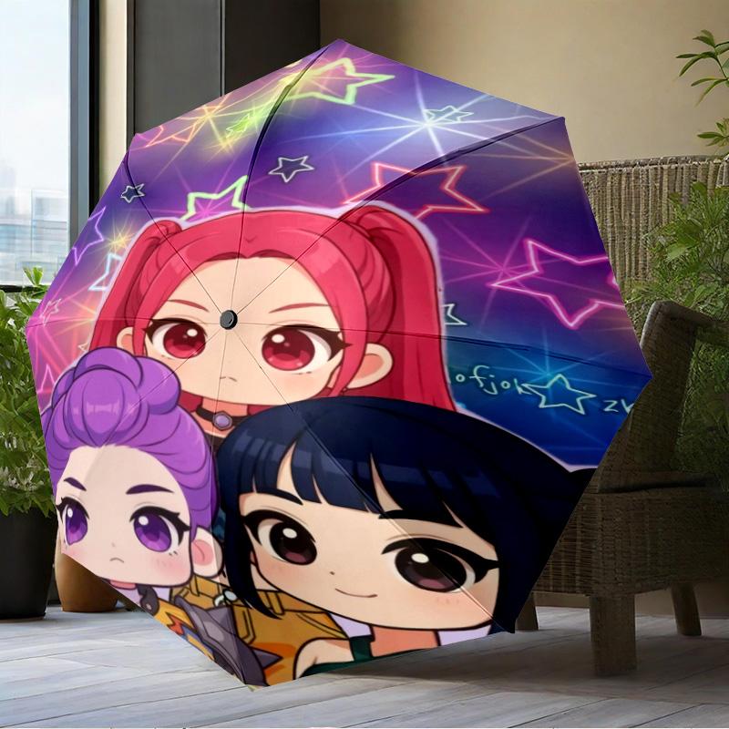 Superhero Kpop Friends Umbrella Folding Umbrella, Automatic Umbrella 8-Frame for Travel, Camping Use Gift for Halloween Christmas