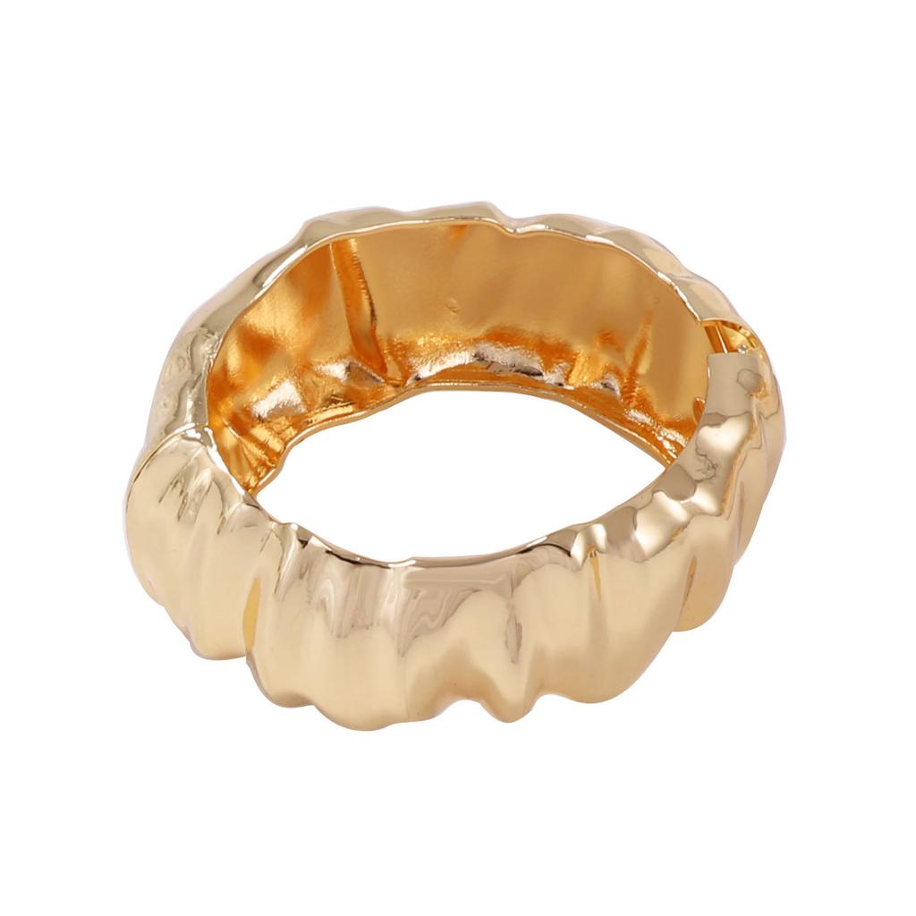 European and American Light Luxury High-end Sense Women's Smooth Electroplating Alloy Design Sense Geometric Fold Wavy Bracelet