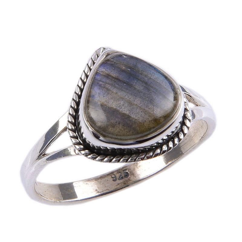 Natural Labradorite Gemstone Handmade 925 Solid Sterling Silver Ring S.10 T4y50