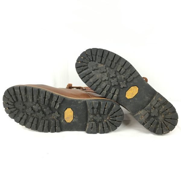 80.-90. léta Vintage Kožené Turistické/Trekkingové Boty s Vibramovou Podrážkou Velikost 25.0-25.5-26.0 Hnědé(POUŽITÝ)