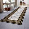 Luxury Marble Hallway Runner Greek Key Border Long Runner Rug, Black Gold Modern Corridor Runner Retro Home Decoration