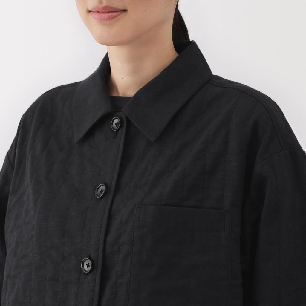 MUJI Women's Kapok Blend Double Gauze Quilted Jacket, Black, Size XL, BD103A5S
