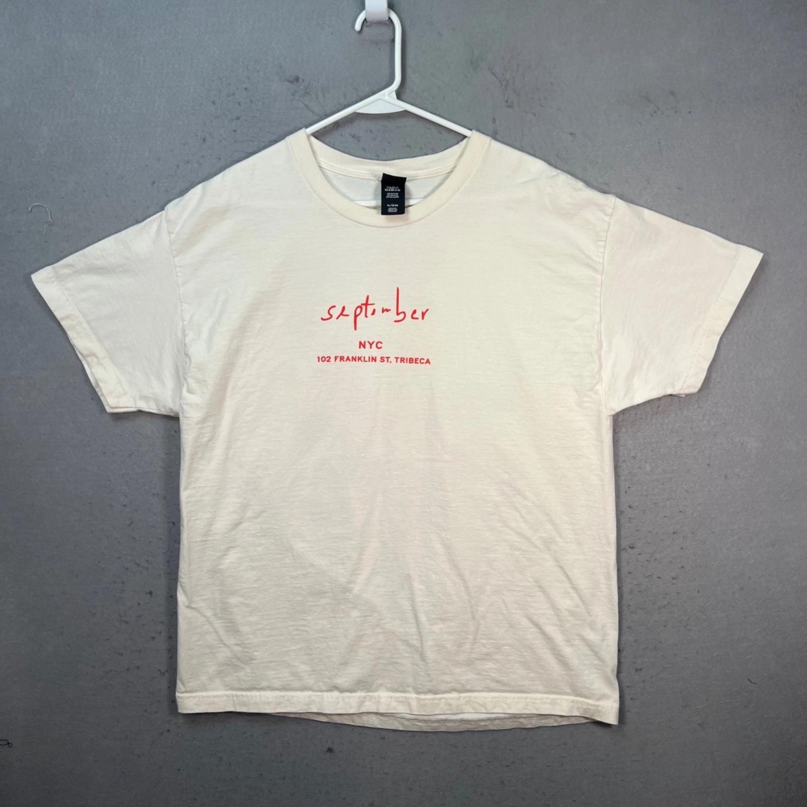 September NYC Studio Art Mens Size XL Graphic T-Shirt White S
