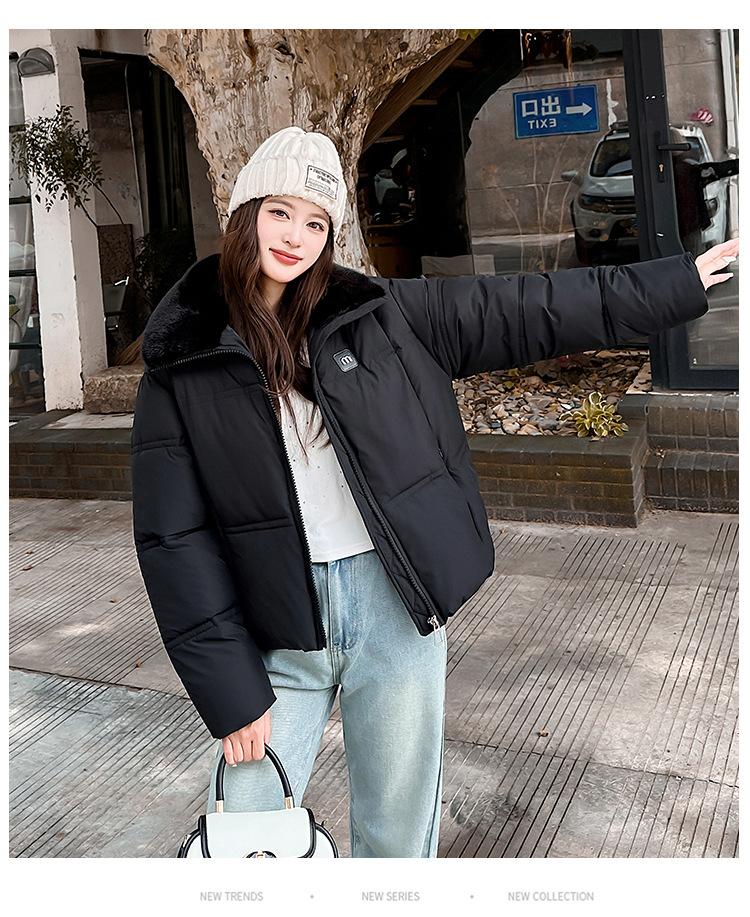 Large Fur Lapel Short Down Jacket Women's Cotton-padded Clothes Loose Thickened Jacket