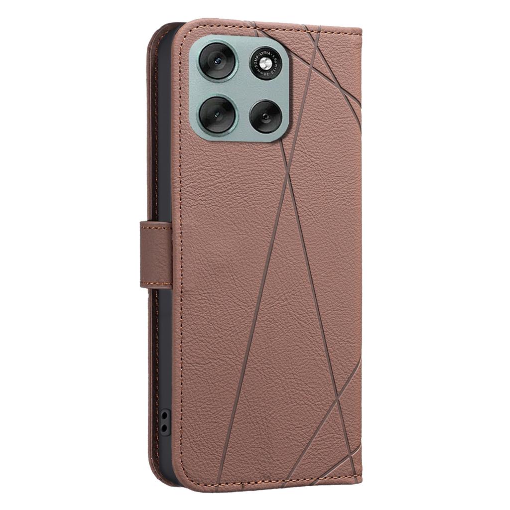 For Motorola Moto G56 5G Case BINFEN COLOR BF35 Geometry Imprinted Leather Phone Cover RFID Blocking Wallet Stand