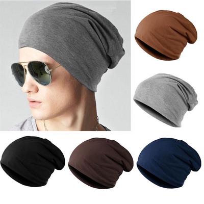 Men Women Fashion Knitted Hats Solid Color Soft Cotton Hip-hop Slouch Beanies