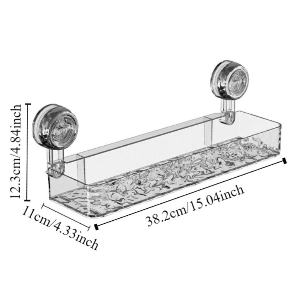 Vattentät Sugkoppsförvaringshylla Avtagbar Transparent Väggmonterad Hylla Stor Kapacitet Utan Hål Hemförvaringsorganisatör