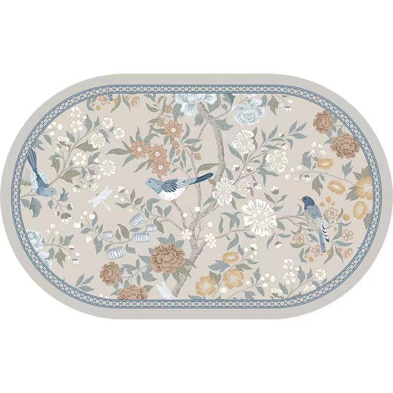 

Скандинавський Розкішний Нековзкий Квітковий Килимок для Ванної Кімнати - Швидкосохнучий, Вологопоглинаючий Килимок для Підлоги для Дому та Туалету 40x60 cm (3.5 mm)