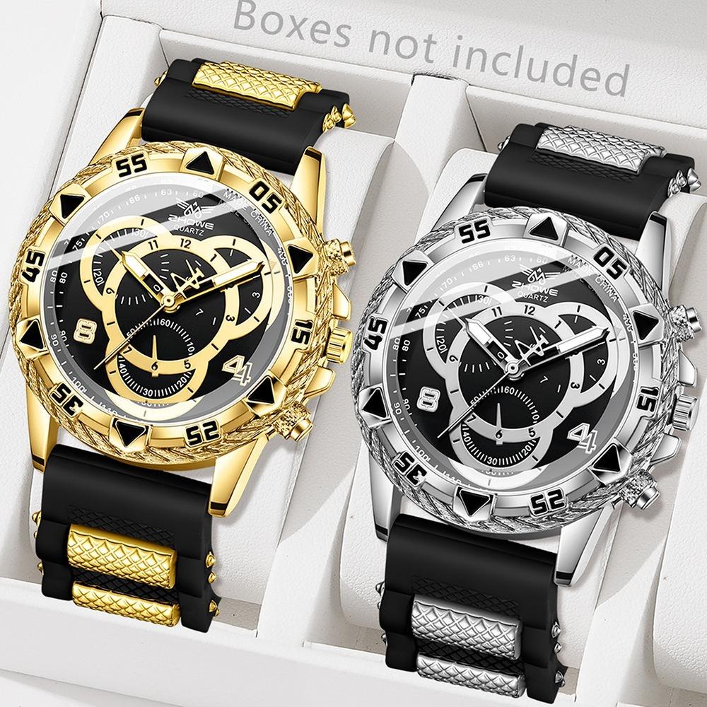 Men's Watch Blu-ray Glass Quartz Watch Classic Watch False Three-eye Digital Alloy Watch