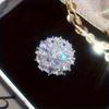 Exquisite Temperament, Light Luxury Style, Exaggerated Personality, Flower Full Diamond Ring, Women's Versatile Ring