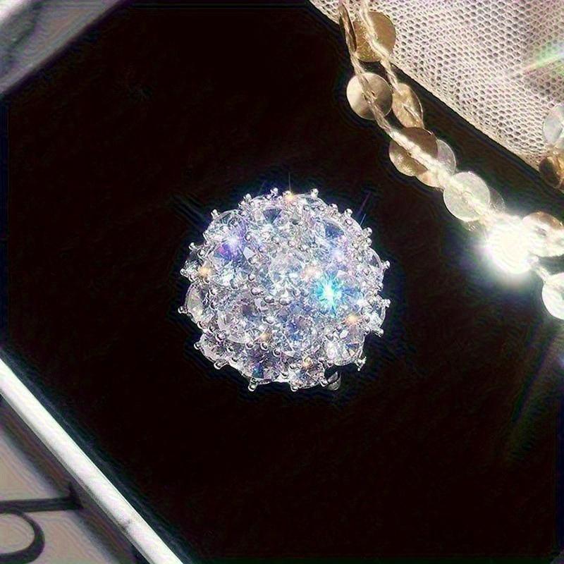 Exquisite Temperament, Light Luxury Style, Exaggerated Personality, Flower Full Diamond Ring, Women's Versatile Ring