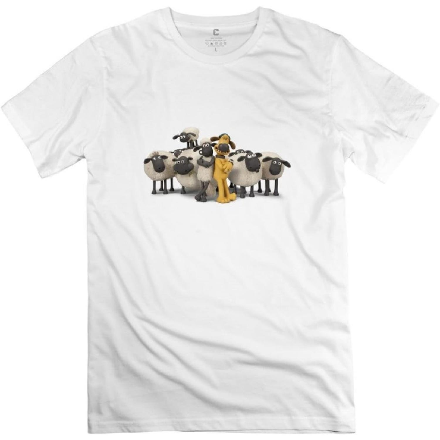 Men Shaun The Sheep Movie Logo T-Shirt XXL White Cotton Retro(1) S белый