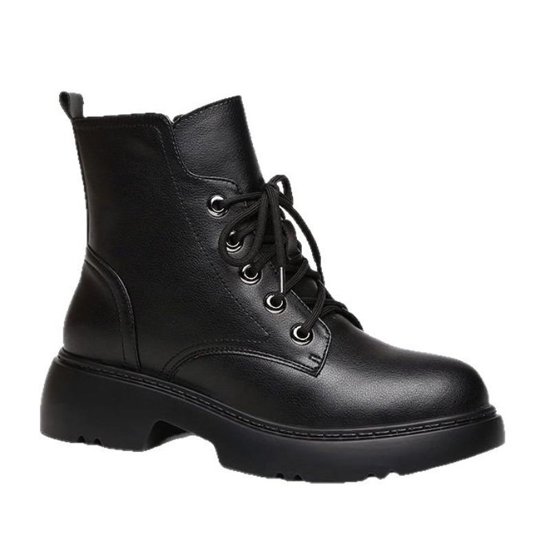 Versatile platform Martin boots women's new autumn and winter velvet soft leather short boots trendy women's shoes