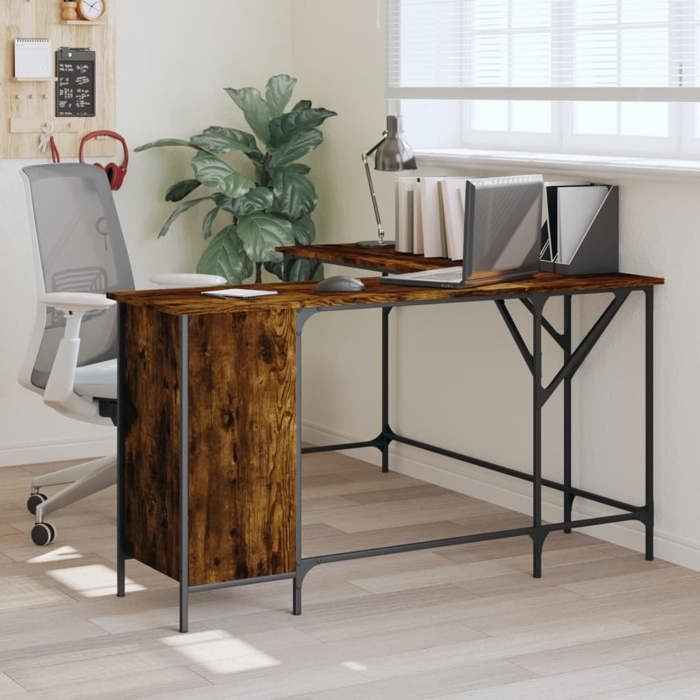 VidaXL Bureau, Table d'Ordinateur avec Rangement, Bureau d'Ordinateur avec Pieds, Table d'Écriture Chambre, Industriel, 837599