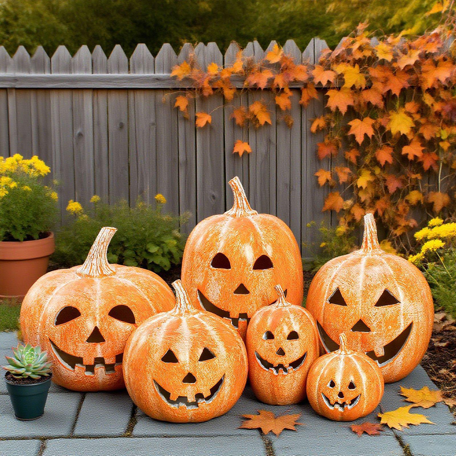 Resin Pumpkins Ornament Halloweens Fall Decors Waterproof Artificial Pumpkins Decors Table Centerpieces 8cm high