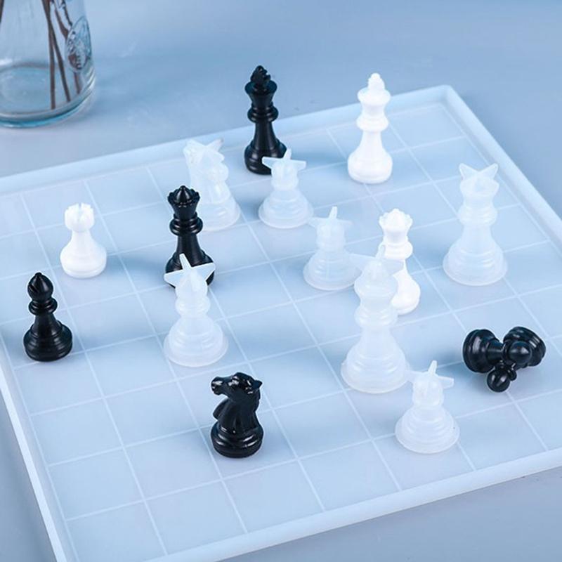 1 buc Piesă de șah DIY Matriță rășină epoxidică Regină Rege Șah 3D Matrițe silicon