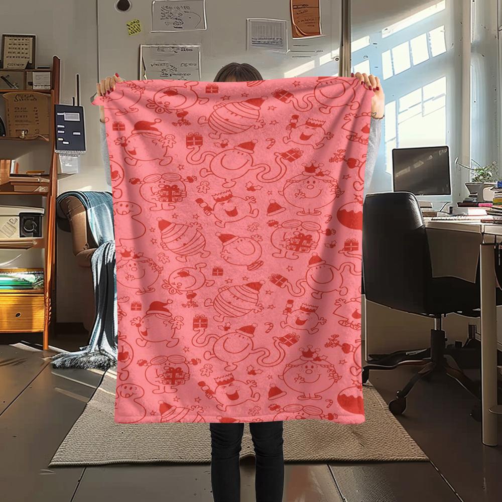 1PC Mr. Men Little Miss Patterned Flannel Blanket Suitable For All Seasons for Home Decor Warmth and Comfort Gifts Holiday Present