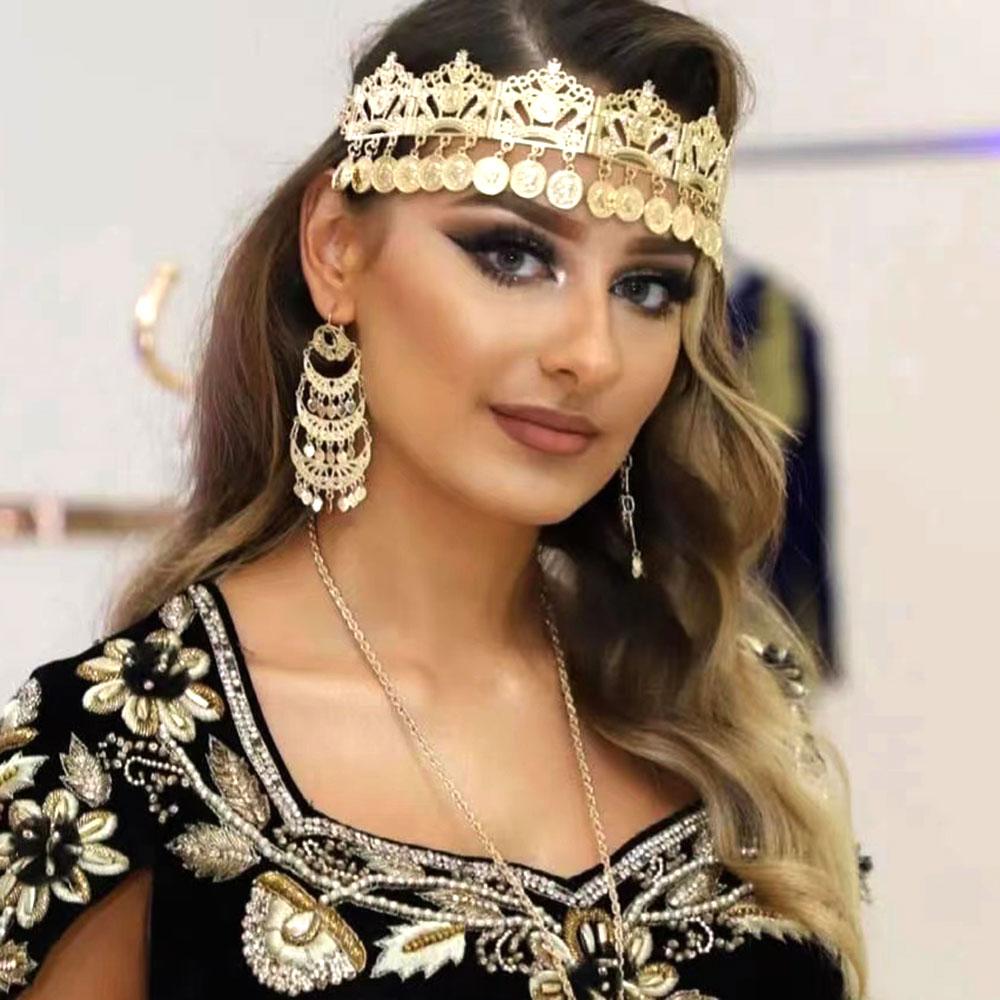 Catena da fronte color oro catena per capelli fascia monete Napoleone nappa accessorio per capelli gioiello sposa regalo