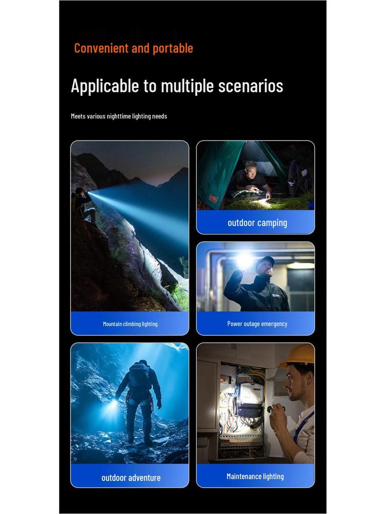 High-Power Aluminum LED Flashlight: Rechargeable Long-Range, Fixed Focus, Super Bright Outdoor Lighting