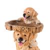 Resin Feeder Yard Patio Dog Statue Figurine Garden Bird Bath Bowl Animal Sculpture for Balcony Outdoor Courtyard Lawn Railing